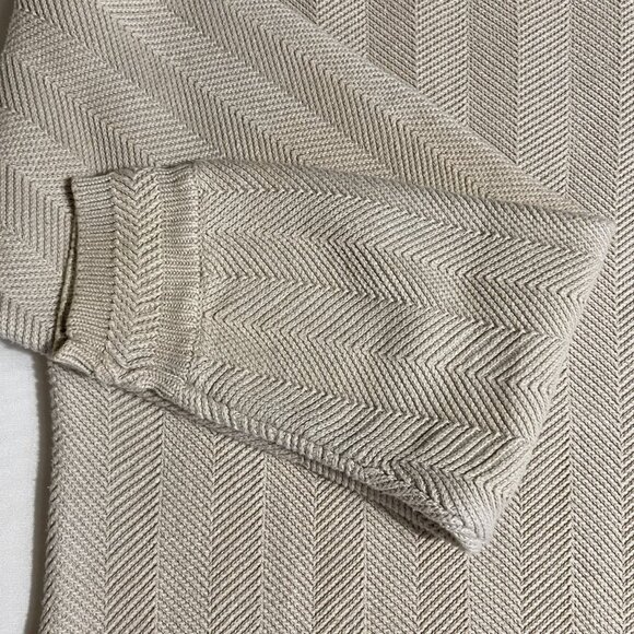 Chaps Ralph Lauren Men M Beige Herringbone Hand Framed Cotton Sweater - Picture 5 of 7